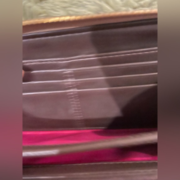 Coach Peyton Tattersall File Plaid Zip Around Wallet. Off White, Pink,Gold Tones - Picture 5 of 16